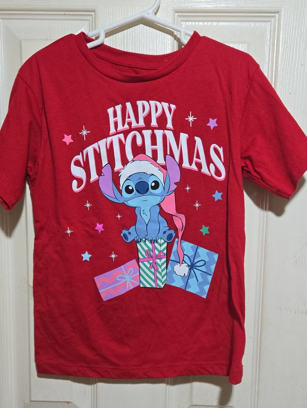Disney Red "Happy Stitchmas" Short Sleeve Tee
